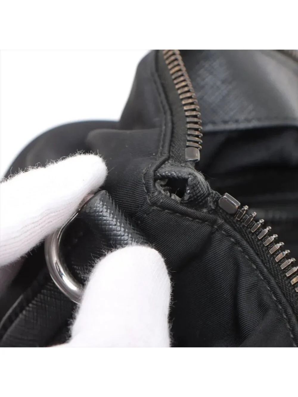 Prada Tessuto Nylon Leather Tote Shoulder Black